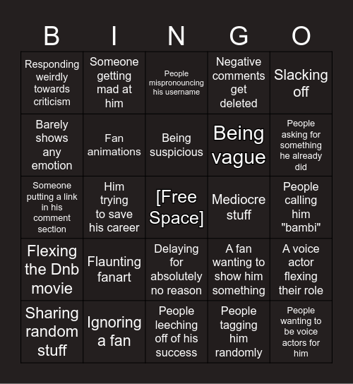 Ikthefantastik Bingo Card