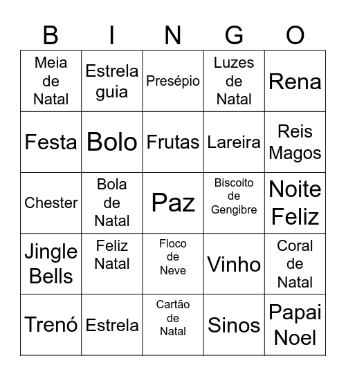 Natal 2024 Bingo Card