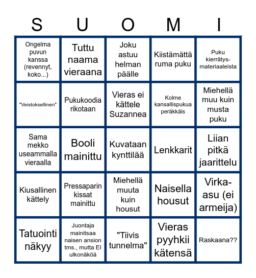 Linnanjuhlat 2024 Bingo Card