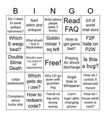 EN Chat Bingo Card