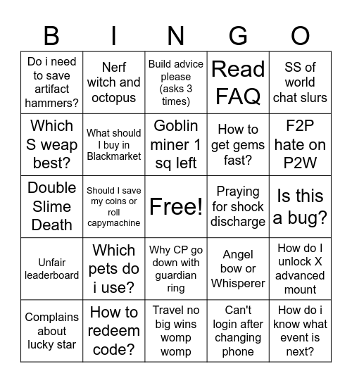 EN Chat Bingo Card