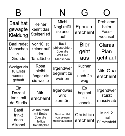 Barbarafeier-Bingo Card