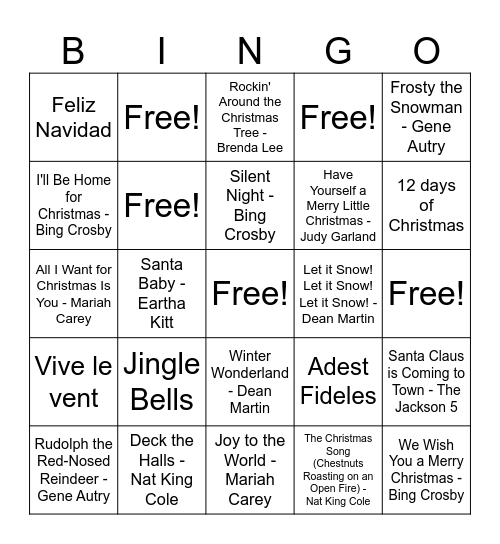 Christmas Bingo Card