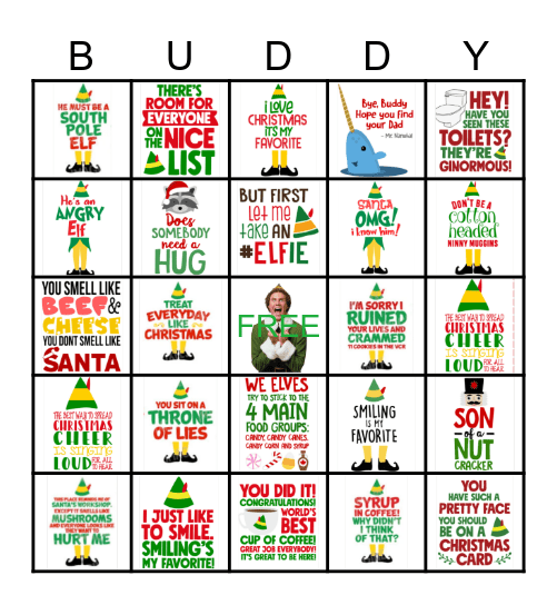 Elf Bingo Card