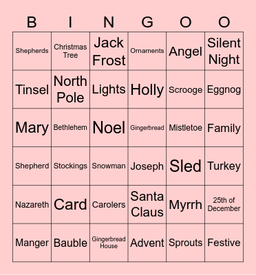 Christmas Bingo! Bingo Card