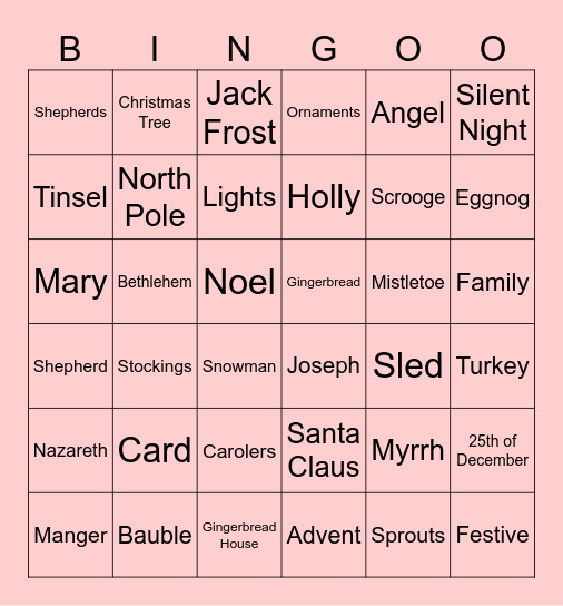 Christmas Bingo! Bingo Card