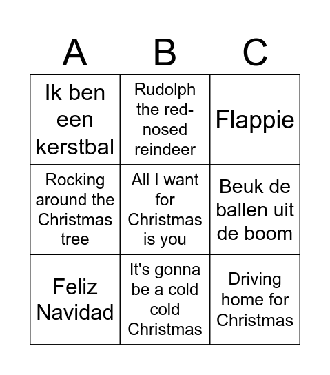 Kerst Bingo Card