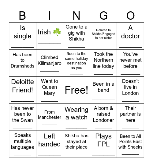 Games Bingo! Find someone who is... Bingo Card