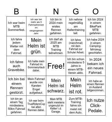 MTB-Kids Weihnachtsfeier Bingo Card