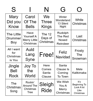 Music Bingo Card