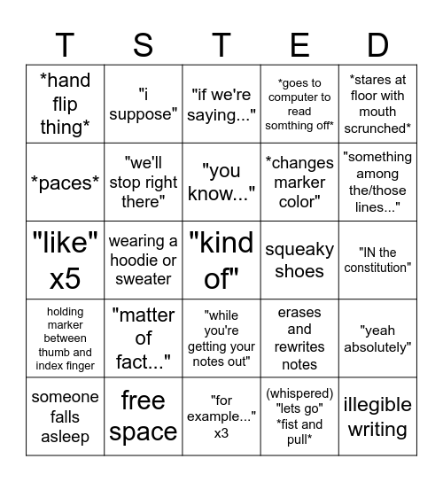 government bingo Card