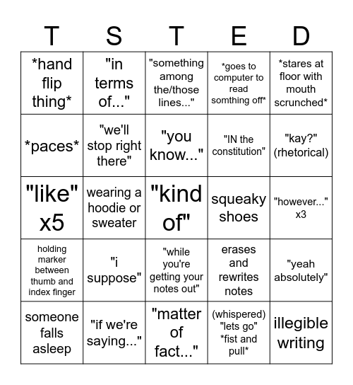 government bingo Card