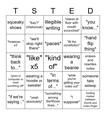 government bingo Card