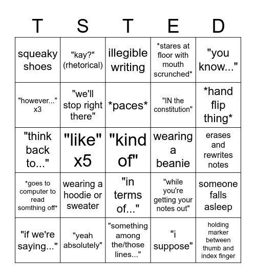 government bingo Card