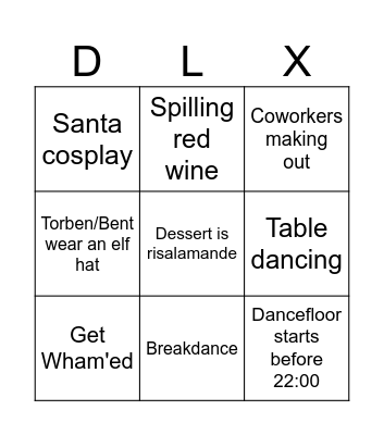 Christmas party bingo Card