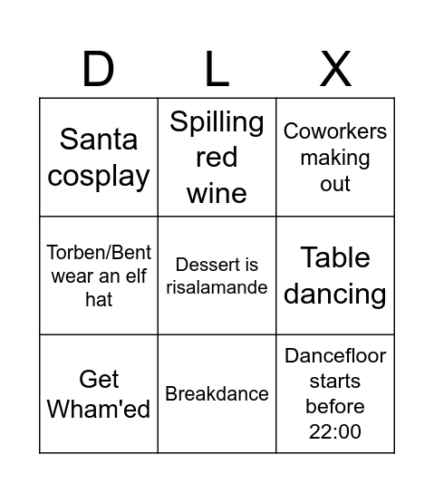 Christmas party bingo Card