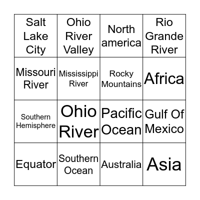 Geography Bingo Card