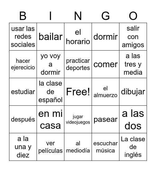 Pasatiempos Bingo Card