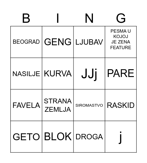 BINGO Card