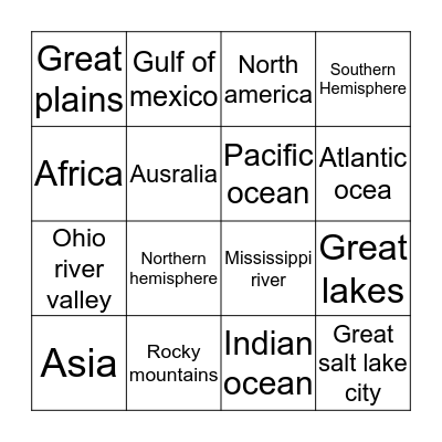 Geography Bingo Card