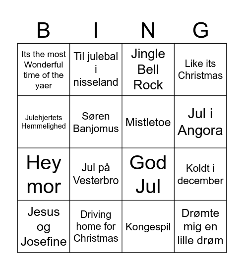 Jule Bingo Card