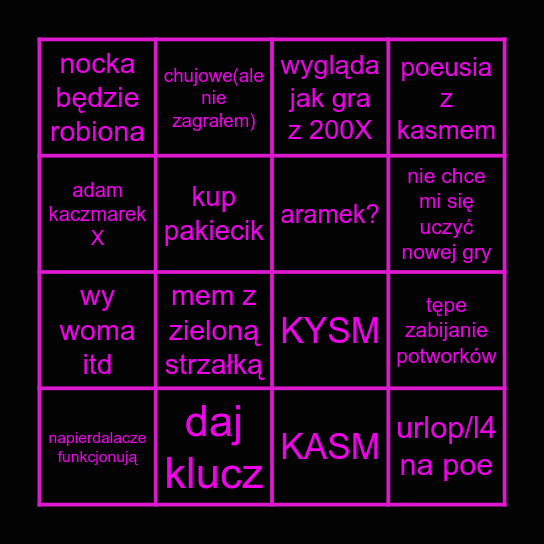 Pierdolenie L2P Bingo Card