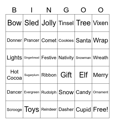 Christmas Bingo Card