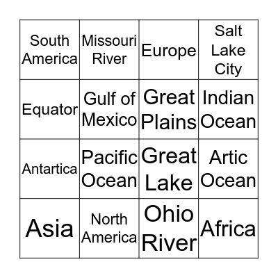 Geography Bingo Card