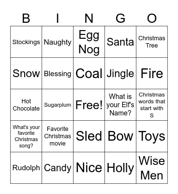 Christmas Bingo Card