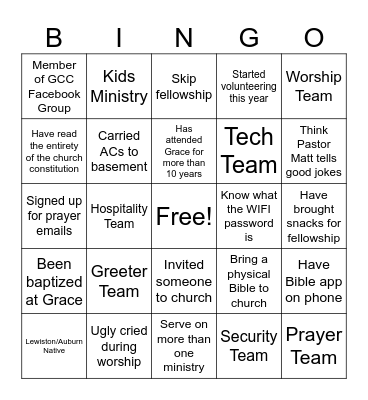 2024 Ministry Bingo! Bingo Card