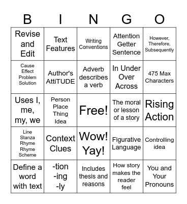 24-25 Reading MAP Review Bingo Card