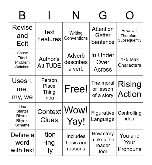 24-25 Reading MAP Review Bingo Card