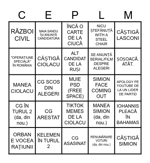prezidențiale românia 2024-2025 Bingo Card