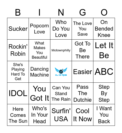 Boy Bands Bingo Card