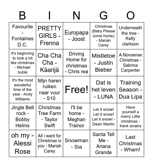 ESNS Kerst Bingo Card