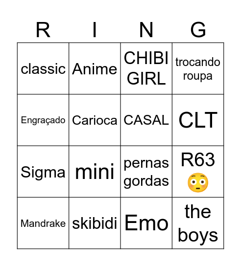 Ringo(Roblox CACT bingo) Bingo Card