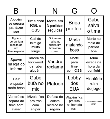 Bingo do DMZ Bingo Card