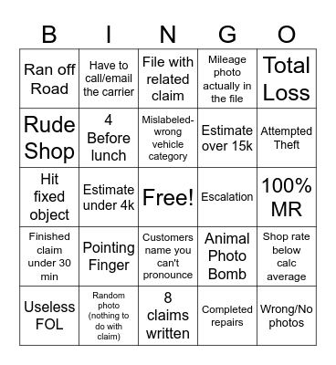 RV Bingo Card