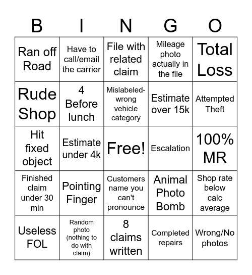 RV Bingo Card