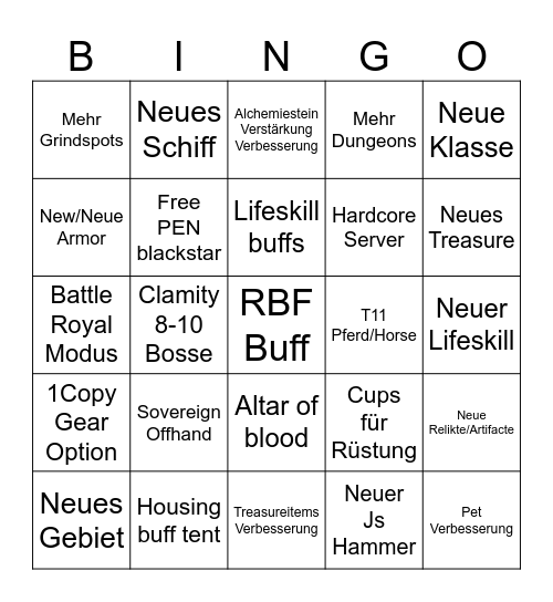 Black Desert Calpheonball 2024 Bingo Card