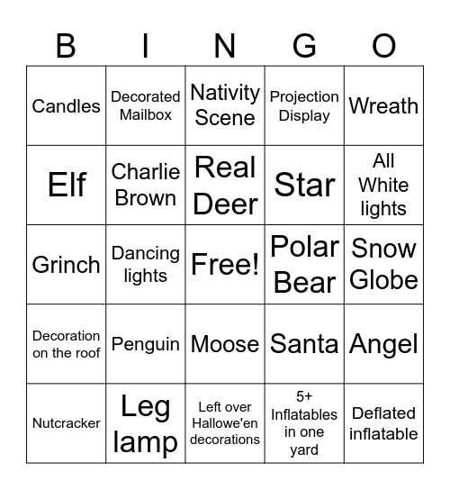 Winter Lights Bingo Card