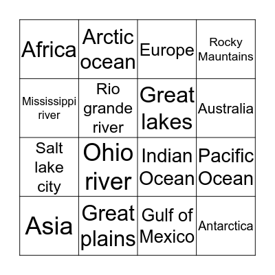 Geography Bingo Card