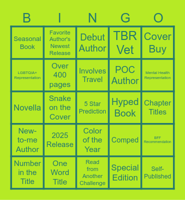 25 Books in 2025 Bingo Card