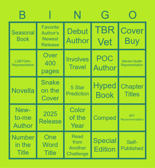 25 Books in 2025 Bingo Card