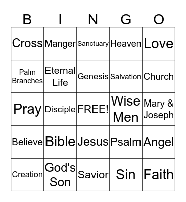 Bible Bingo Card