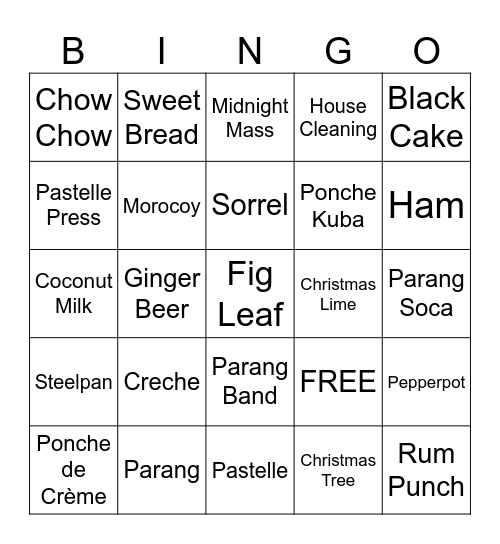 Chirstmas BINGO Card