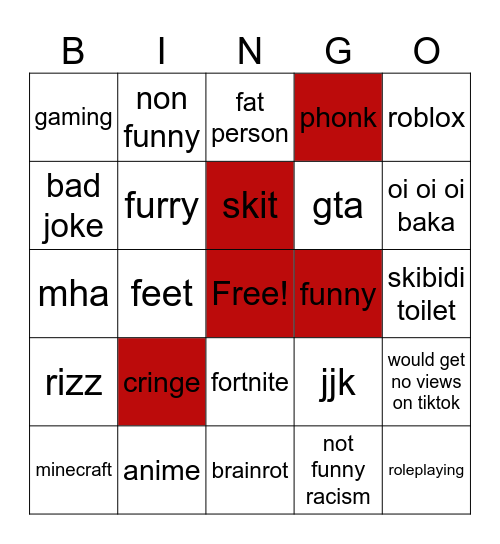 yt shorts bingo Card