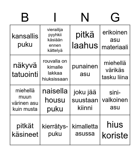Linnanjuhlat Bingo Card