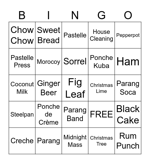 Chirstmas BINGO Card