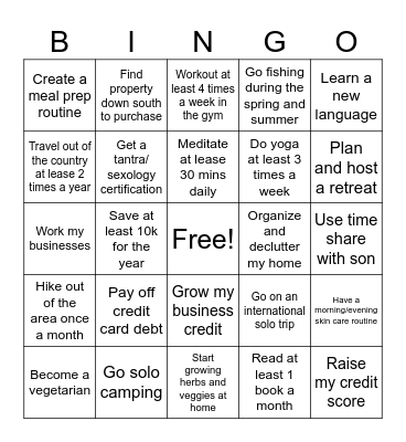 2024 Goals Bingo Card